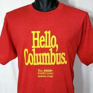 NOS Vintage 80s HELLO COLUMBUS T Shirt XL Usa Made Single Stitch Oho T-Shirt